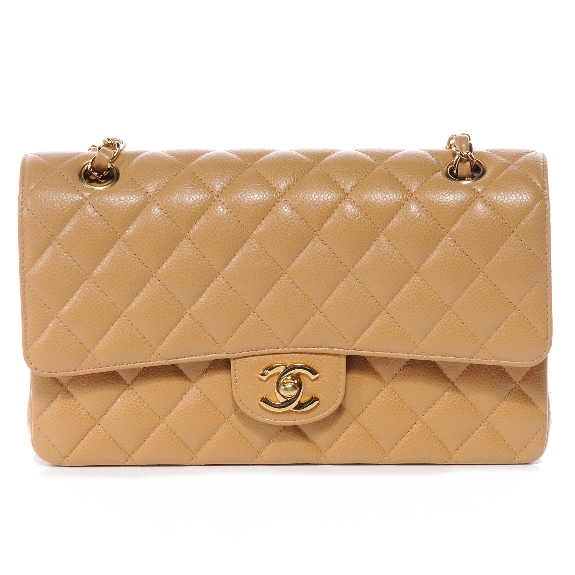 Chanel Caviar Quilted Medium Double Flap Beige 1 of 8