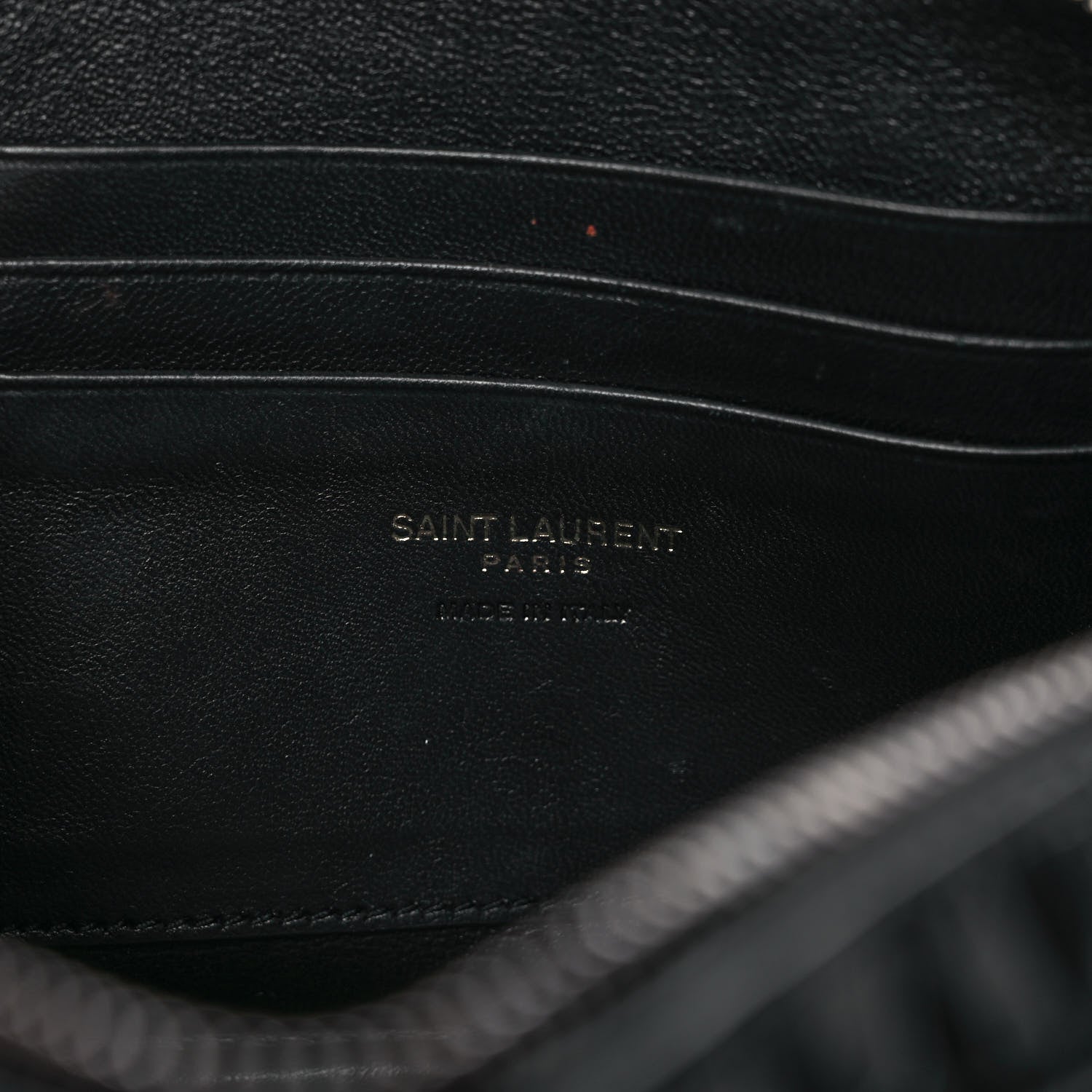 Saint Laurent Calfskin Crocodile Embossed Monogram Mini Lou Camera Bag Black 6 of 8