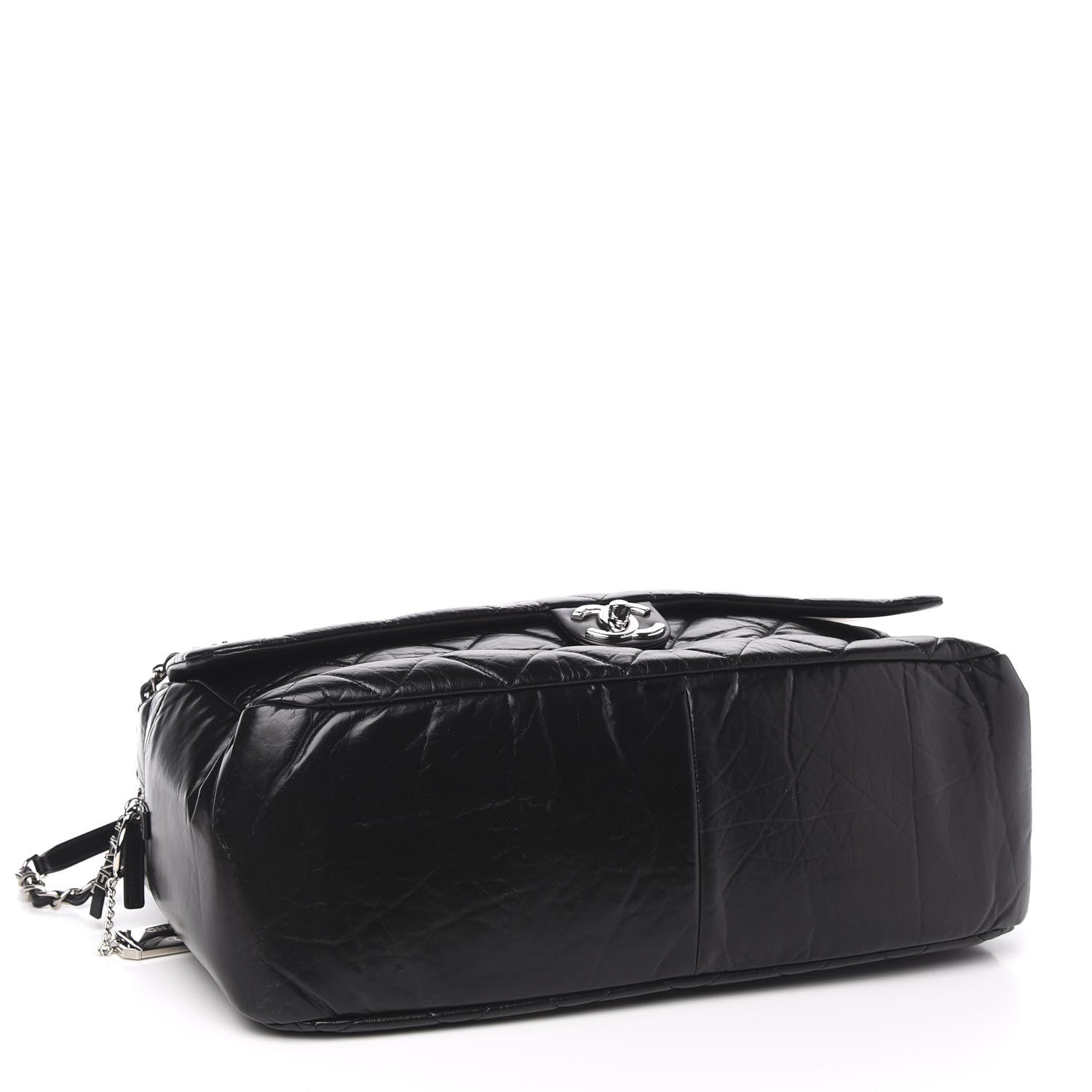 Chanel Aged Calfskin Quilted Large Express Bowling Bag Black 4 of 10