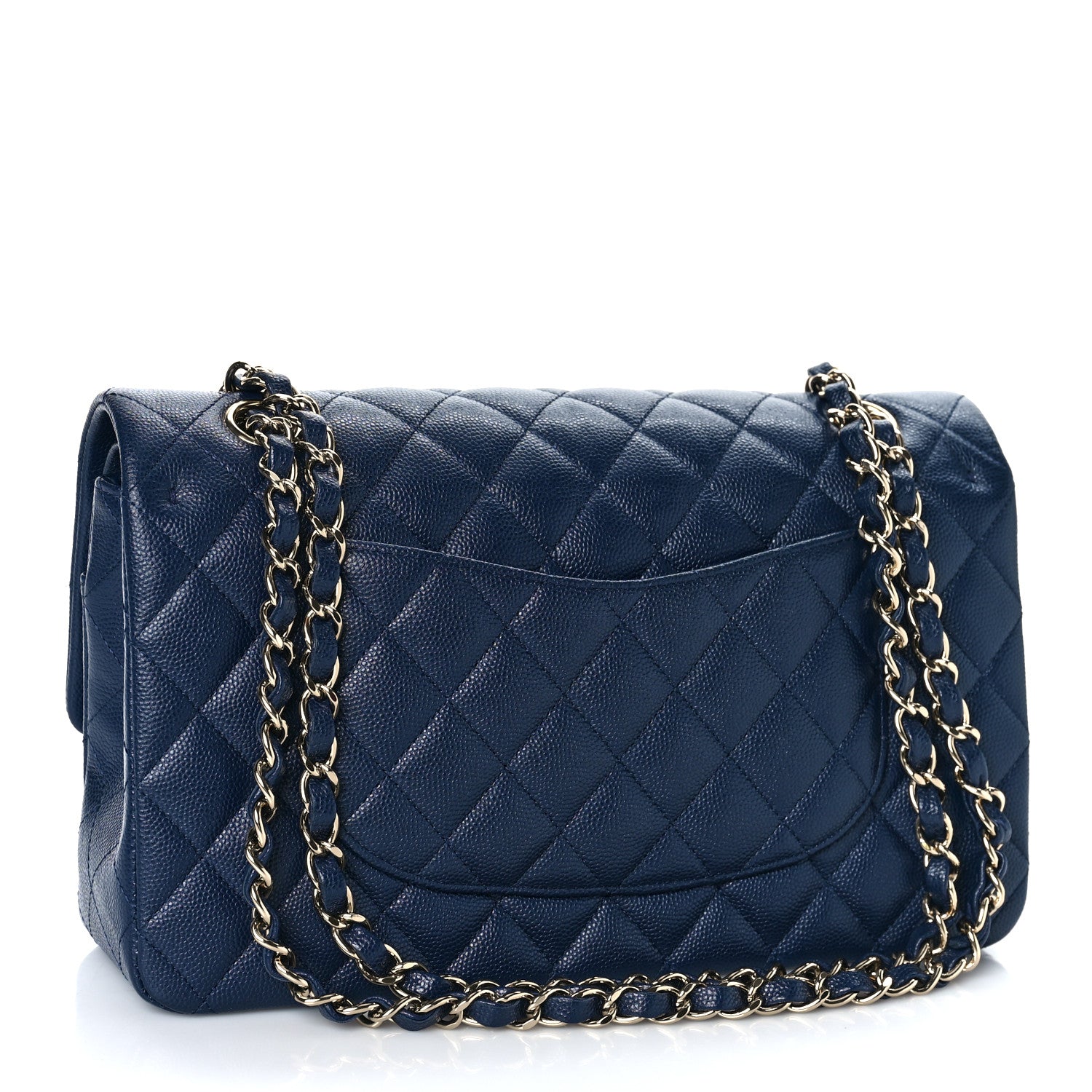 Chanel Caviar Quilted Medium Double Flap Dark Blue 3 of 13
