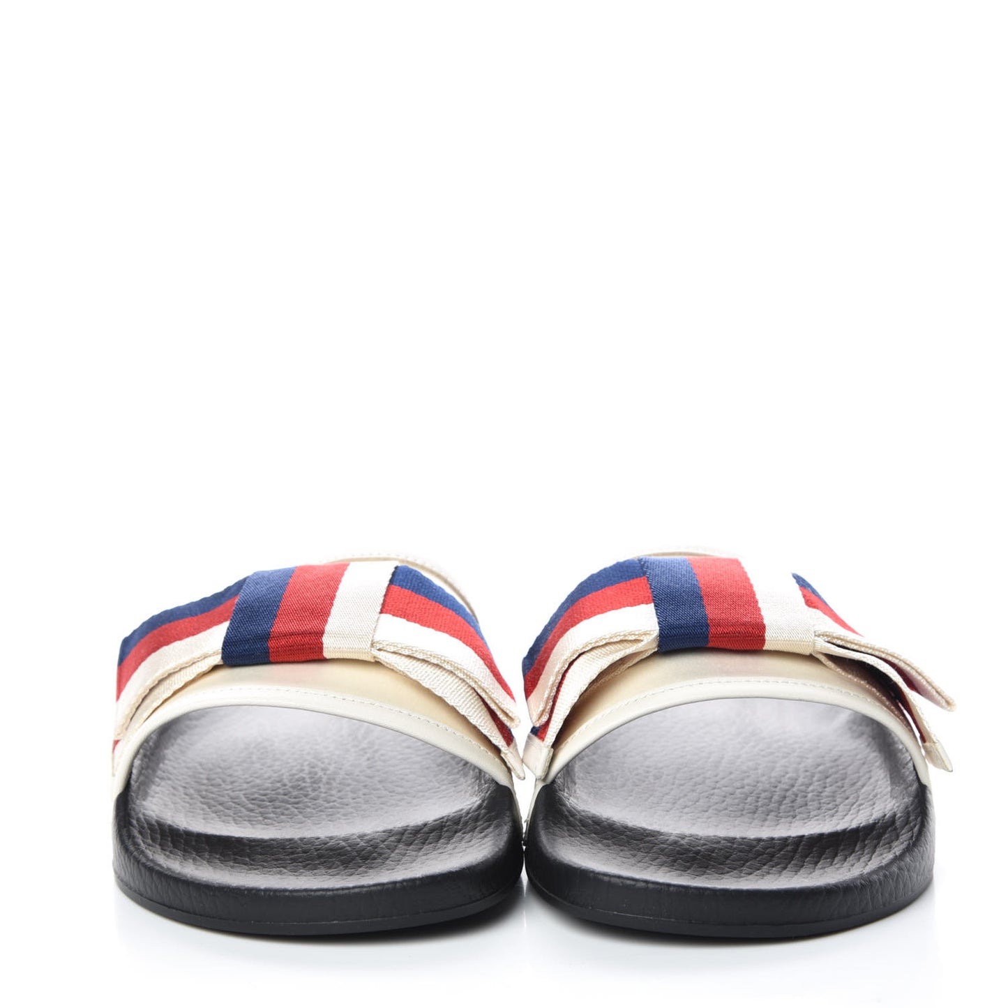 Satin Web Sylvie Bow Slide Sandals 40 White