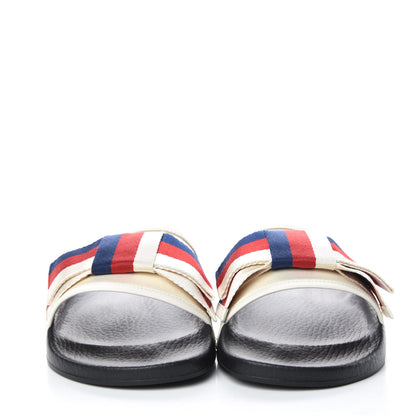 Gucci Satin Web Sylvie Bow Slide Sandals 40 White 2 of 8