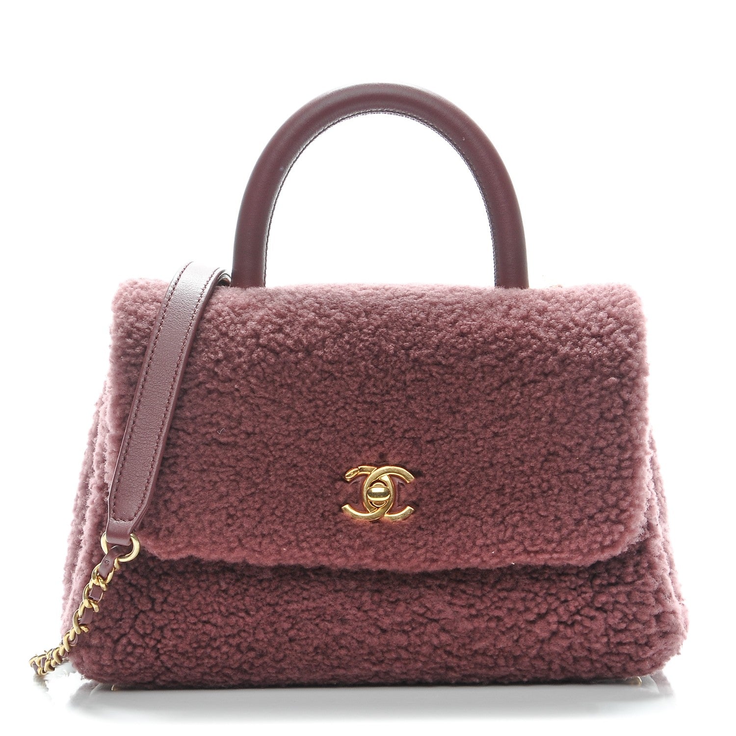 Chanel Shearling Lambskin Small Coco Handle Flap Pink 1 of 8