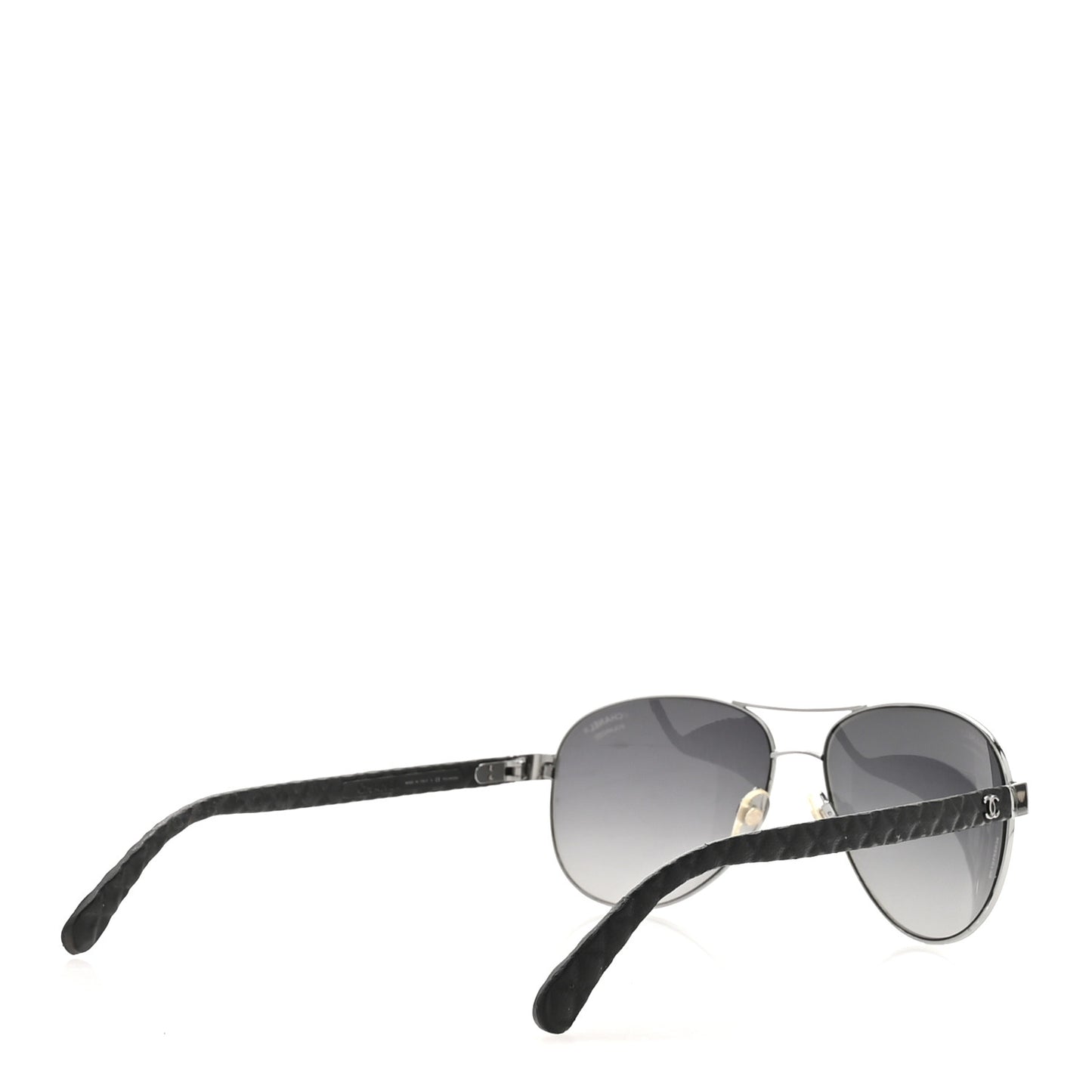 Metal Lambskin Quilted CC Pilot Summer Aviator Sunglasses 4204-Q Black Silver
