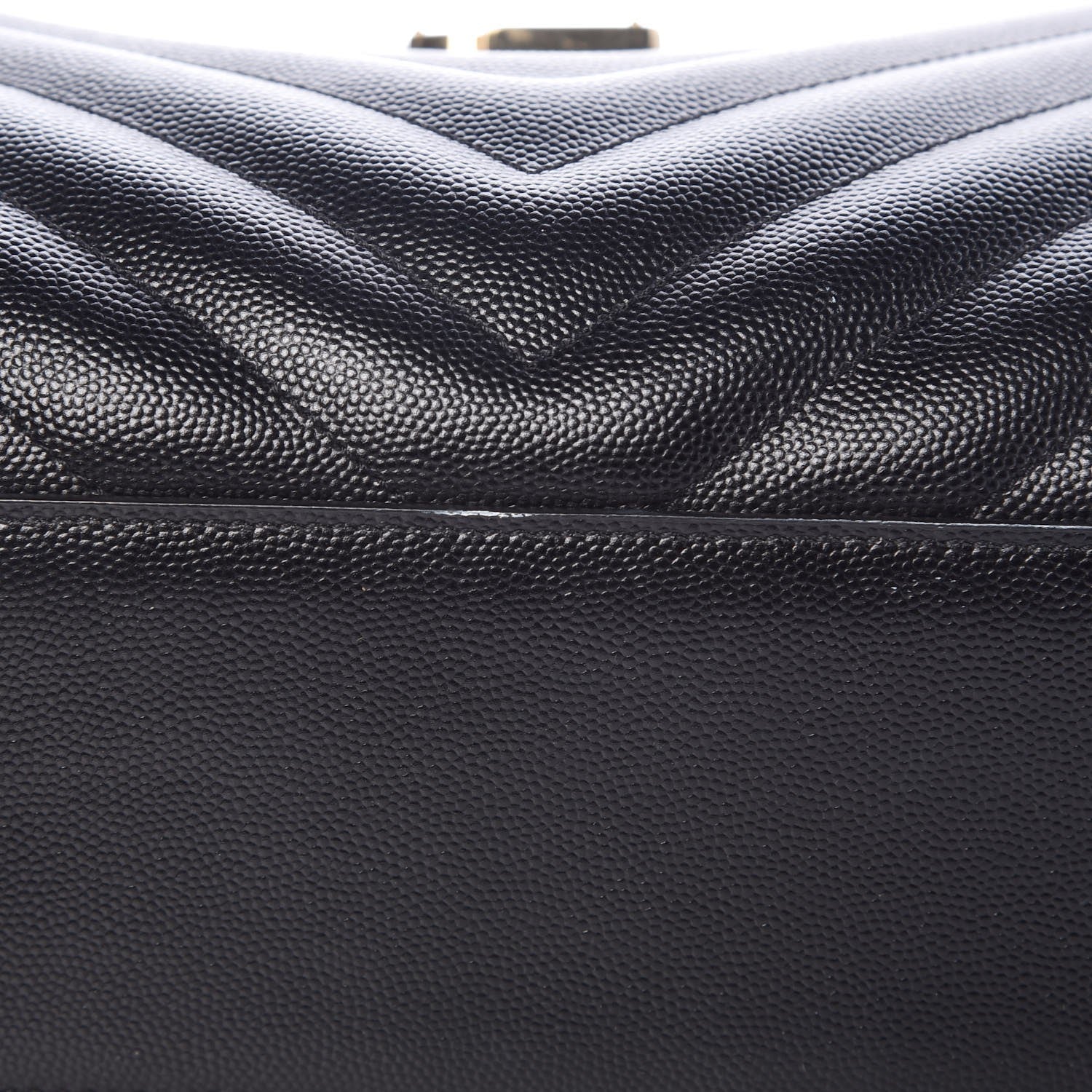 Saint Laurent Grain De Poudre Matelasse Chevron Monogram Shopping Bag Black 9 of 10