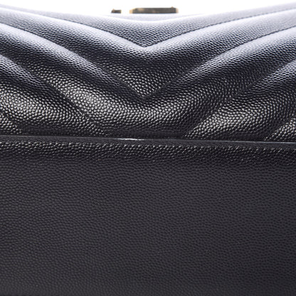 Saint Laurent Grain De Poudre Matelasse Chevron Monogram Shopping Bag Black 9 of 10