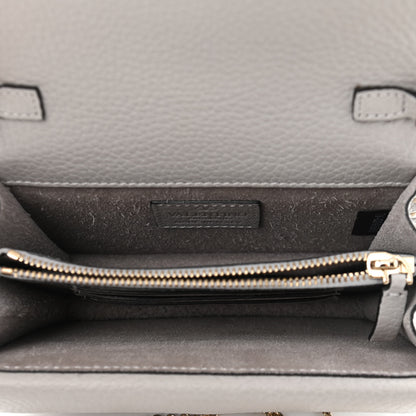 Valentino Garavani Pebbled Calfskin Rockstud Wallet on Chain Pastel Grey 6 of 10