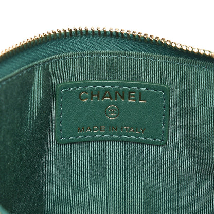 Chanel Metallic Caviar Quilted Classic Zip Pouch Green 14 of 16