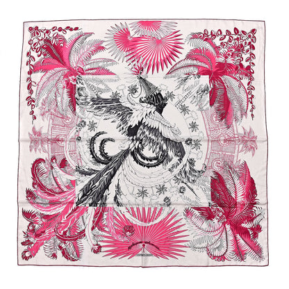 Hermes Cashmere Silk Mythiques Phoenix Coloriage Shawl 140 White Rose Black 1 of 5