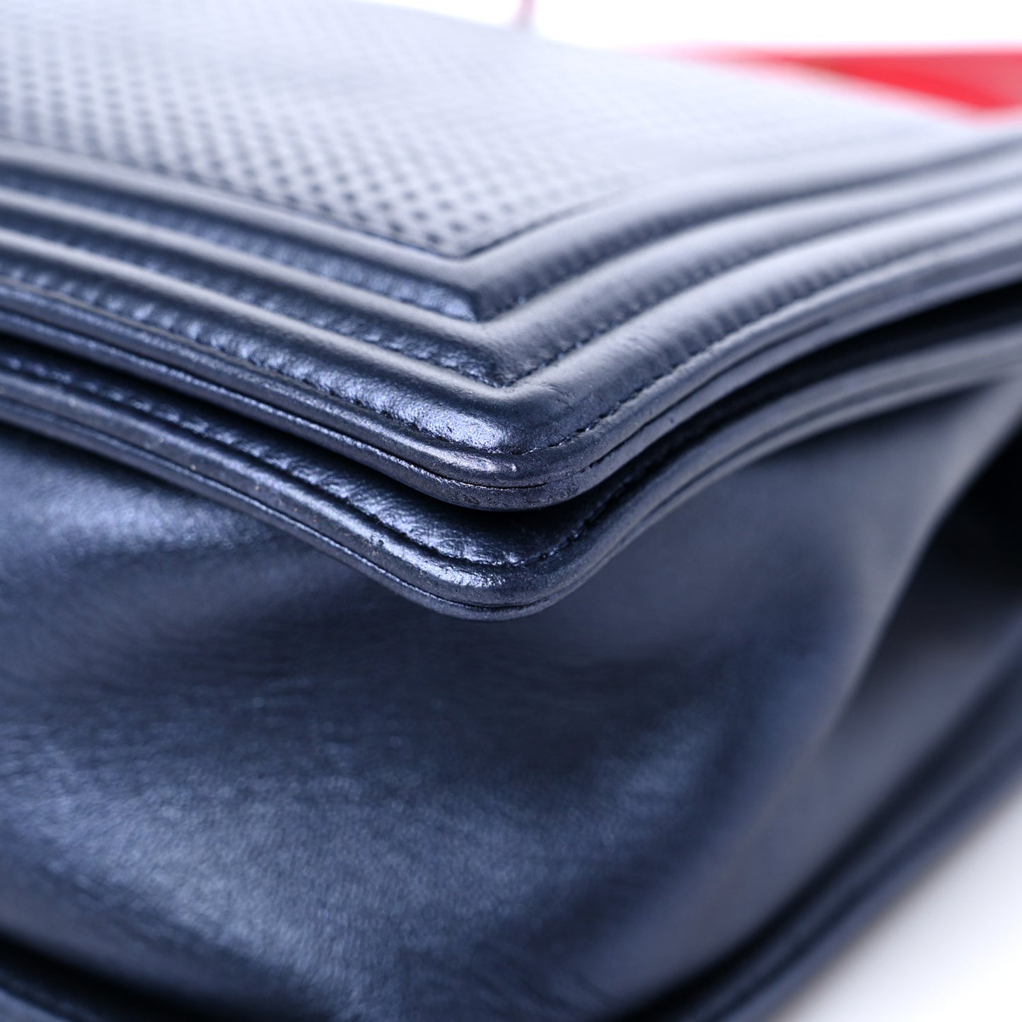 Lambskin Embossed New Medium Boy Cube Flap Navy