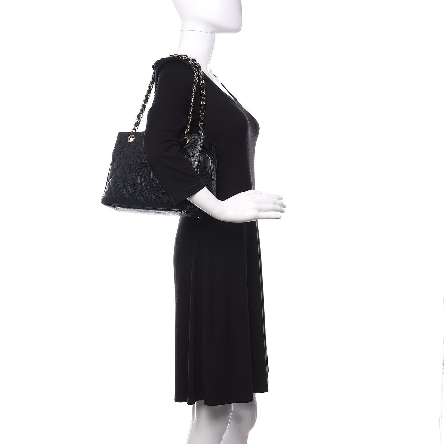 Caviar Quilted Petit Timeless Tote PTT Black