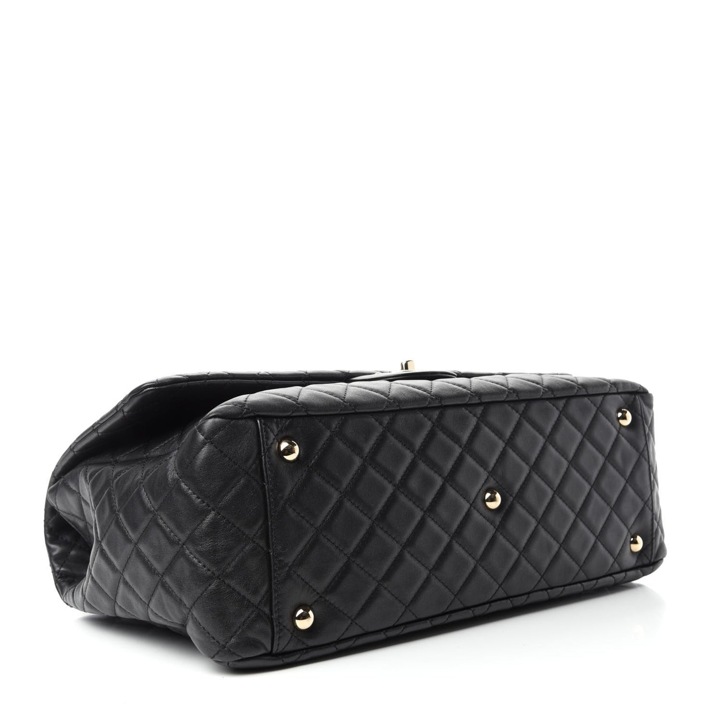 Calfskin Quilted XXL Travel Flap Bag Black