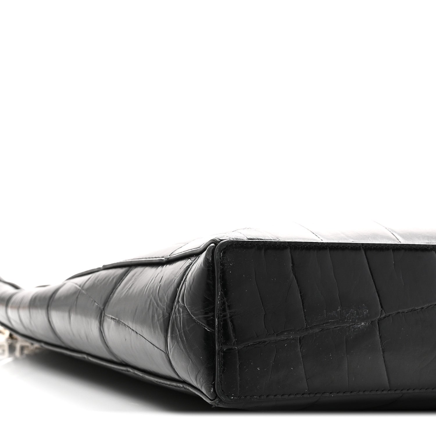 Givenchy Calfskin Crocodile Embossed Large Cut Out Shoulder Bag Black 9 of 10