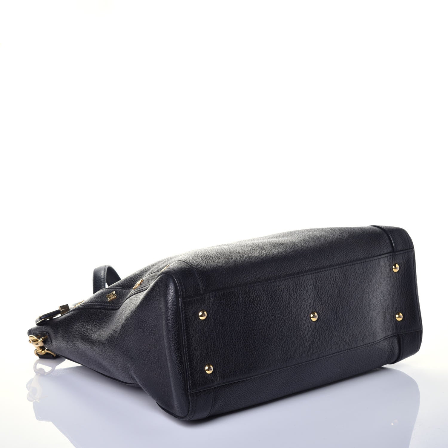 MCM Grained Calfskin Studded Tote Black 8 of 16