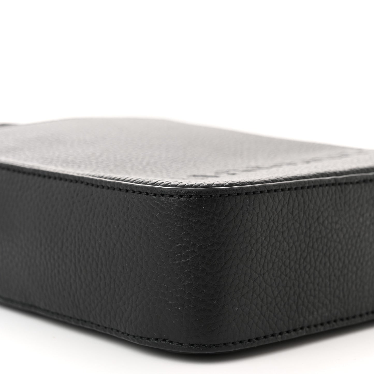 Pebbled Calfskin Logo Embossed Thornton Messenger Bag Black
