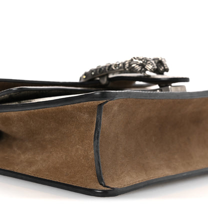 Gucci GG Supreme Monogram Suede Crystal Small Dionysus Shoulder Bag Beige Ebony Taupe 9 of 10