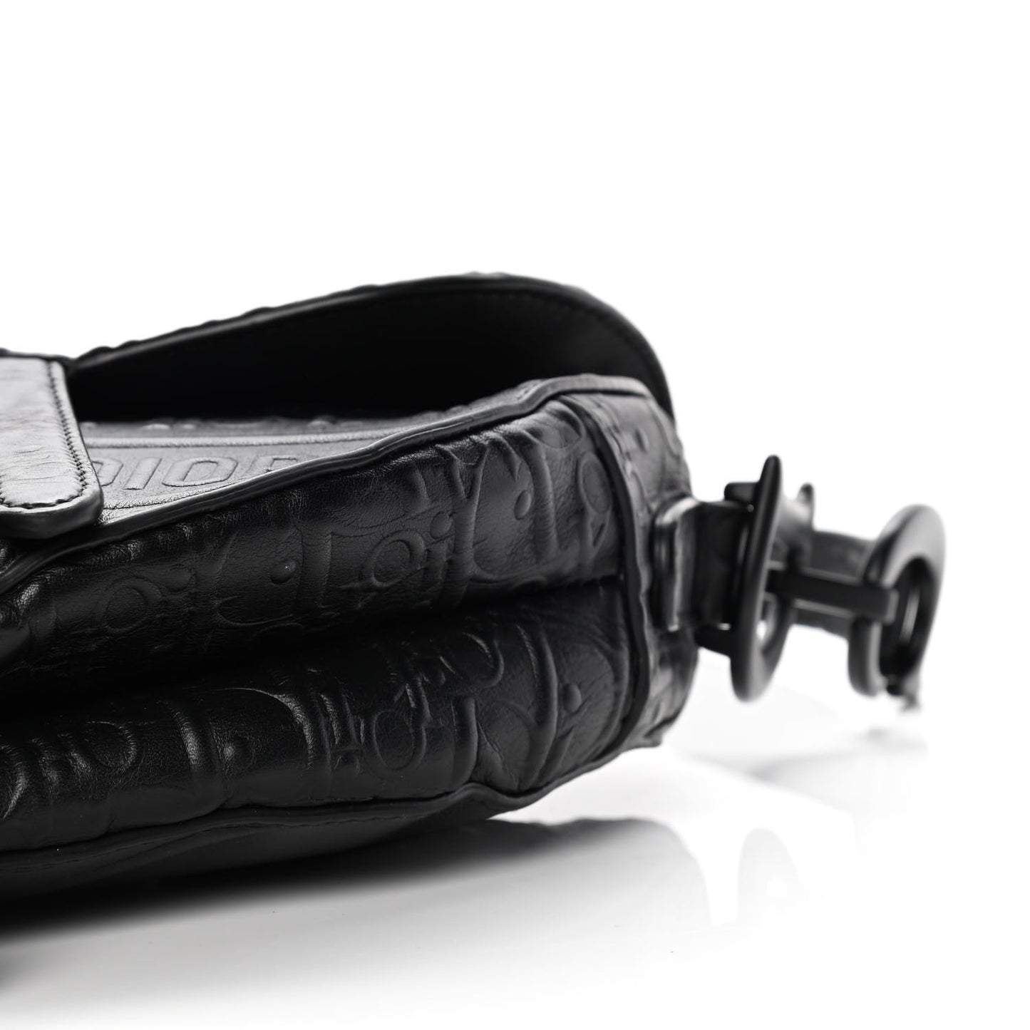 Calfskin Embossed Oblique Saddle Bag Black
