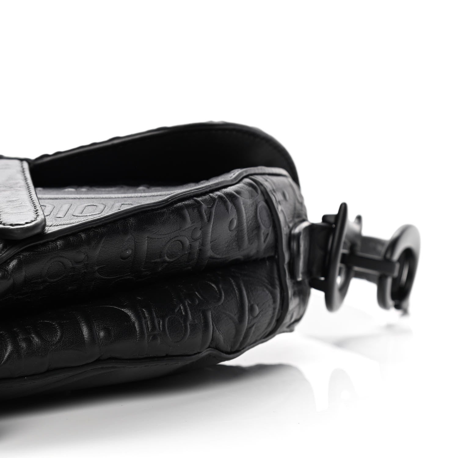 Christian Dior Calfskin Embossed Oblique Saddle Bag Black 8 of 13