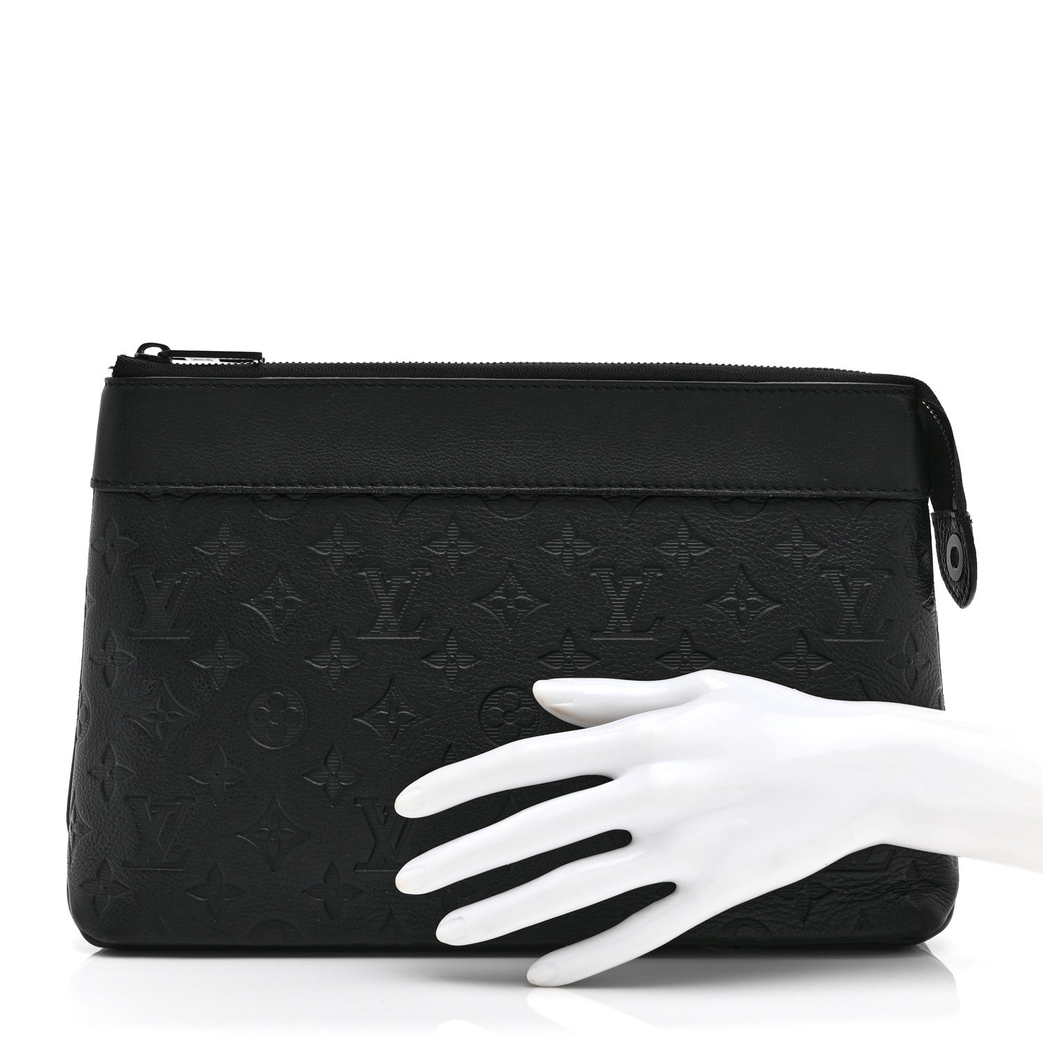 Louis Vuitton Shadow Calfskin Monogram Pochette Voyage Souple Black 2 of 9