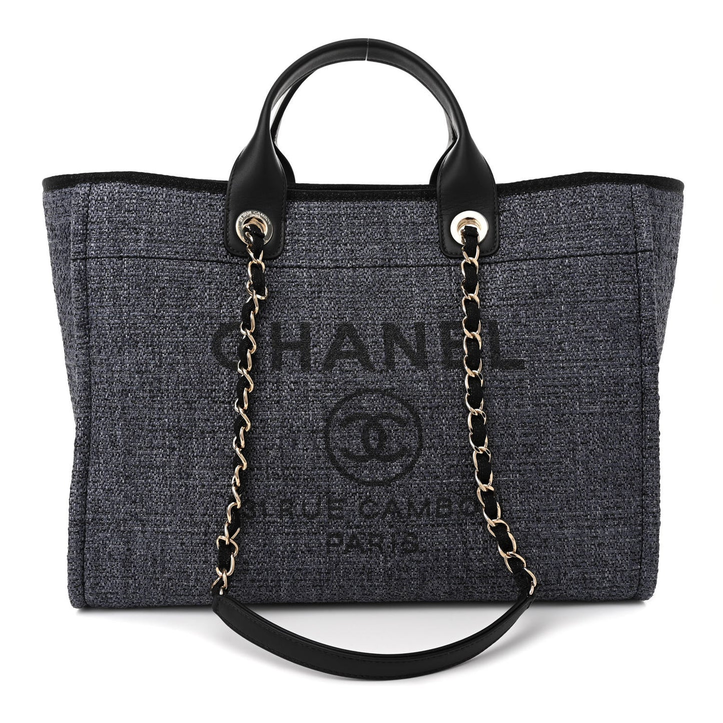 Lurex Boucle Medium Deauville Tote Black