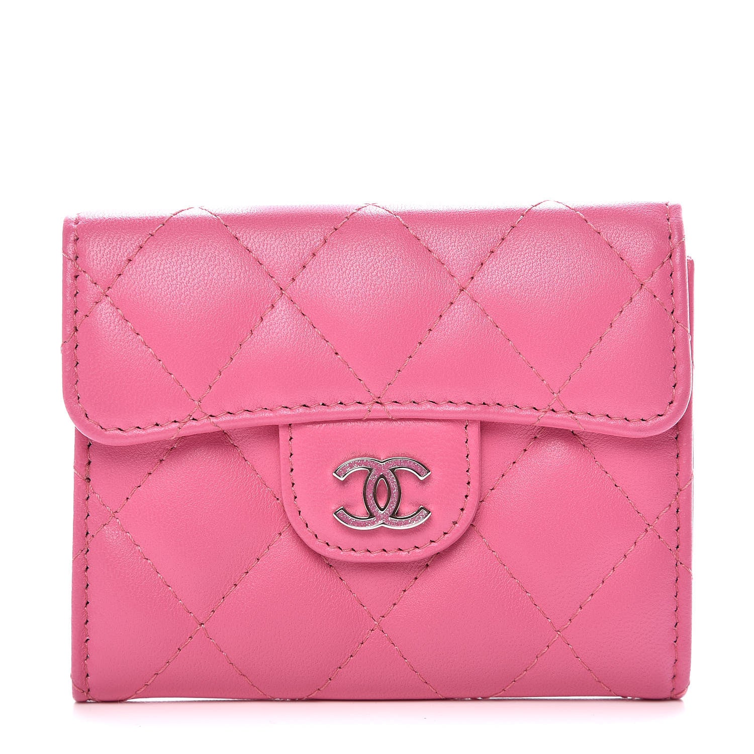 Chanel Lambskin Quilted CC Card Holder Pink 1 of 11