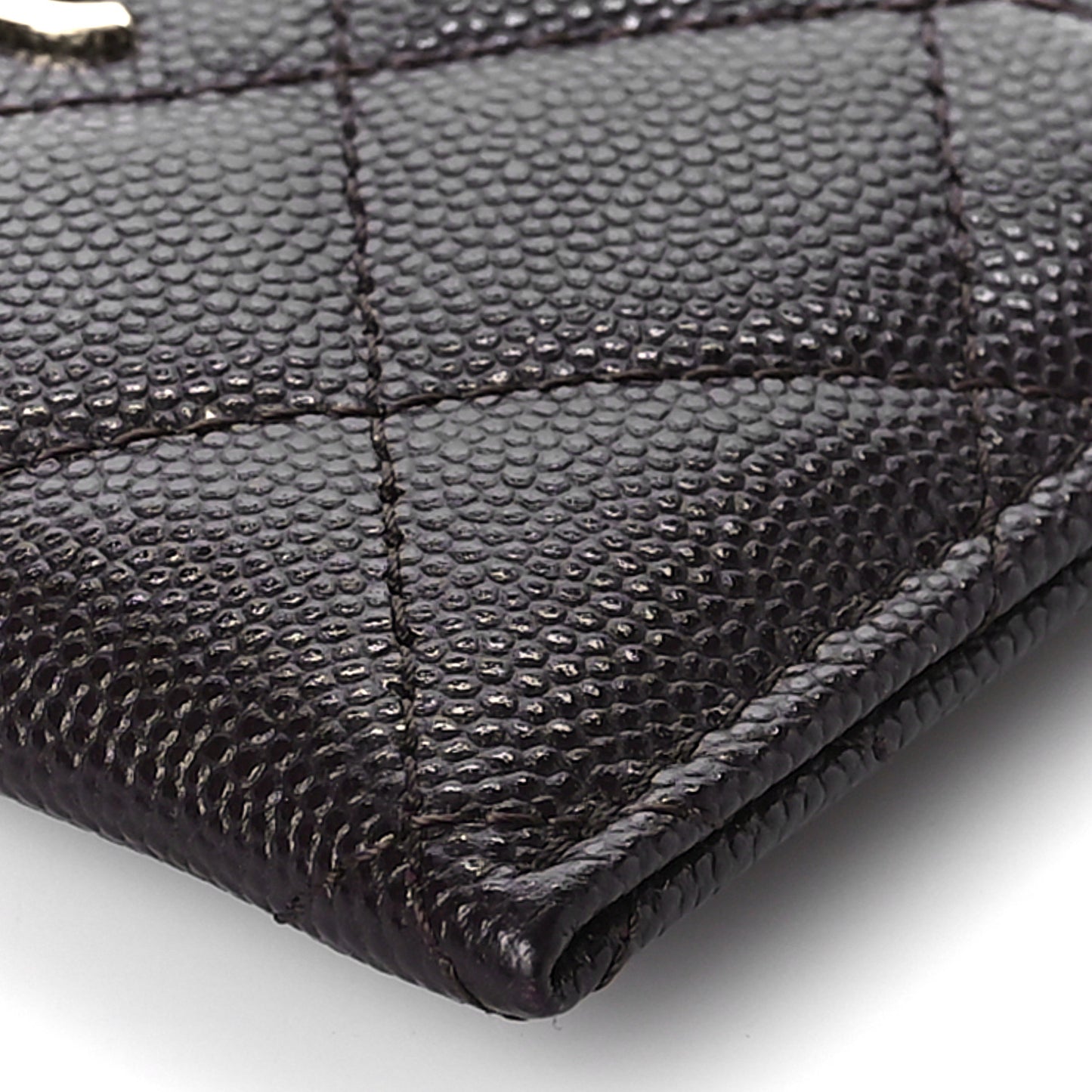 Caviar Quilted Card Holder Dark Brown