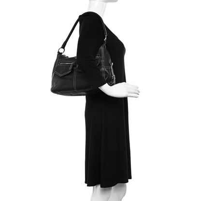 Prada Vitello Front Pockets Shoulder Bag Black 2 of 11