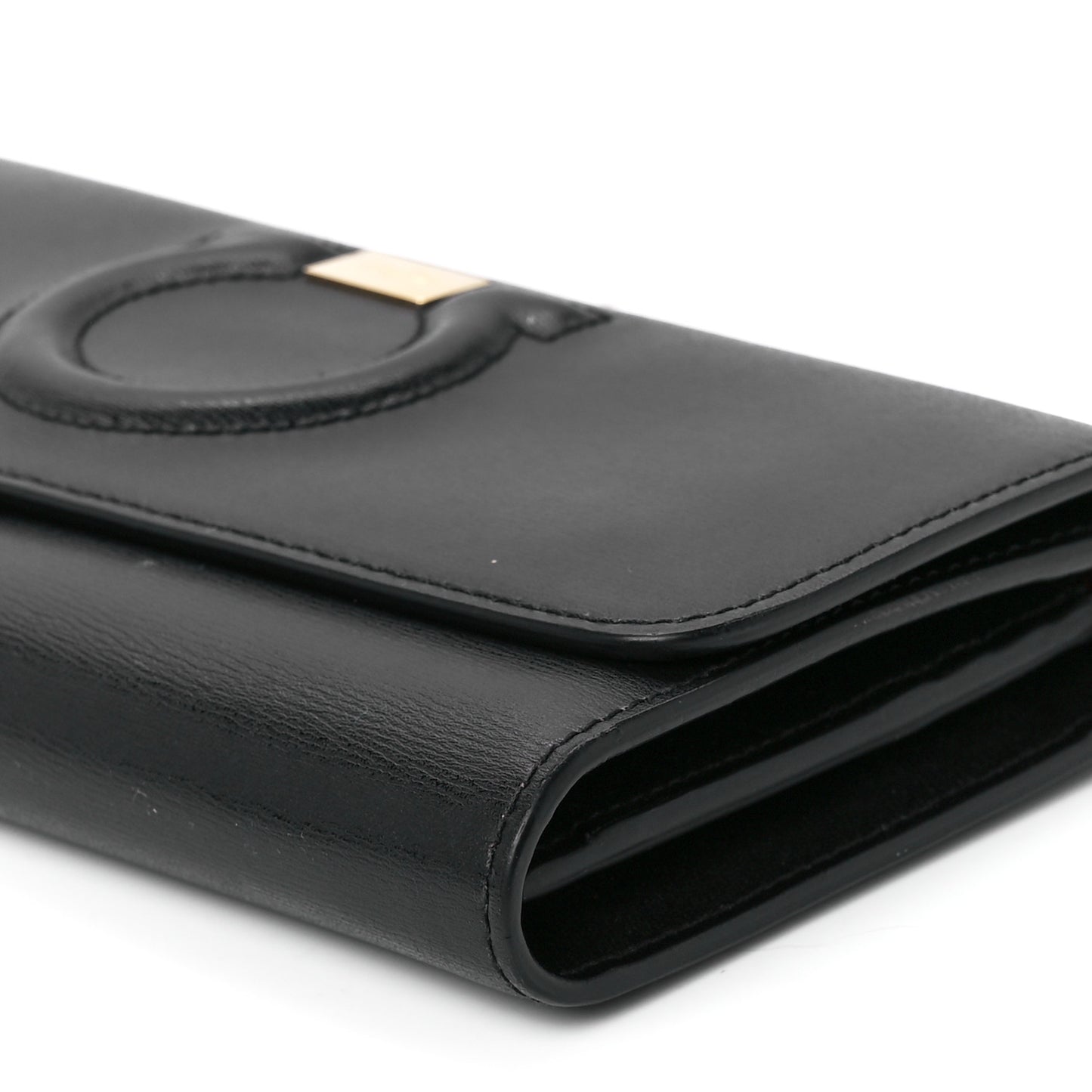 Calfskin City Wallet On Chain Black Lipstick