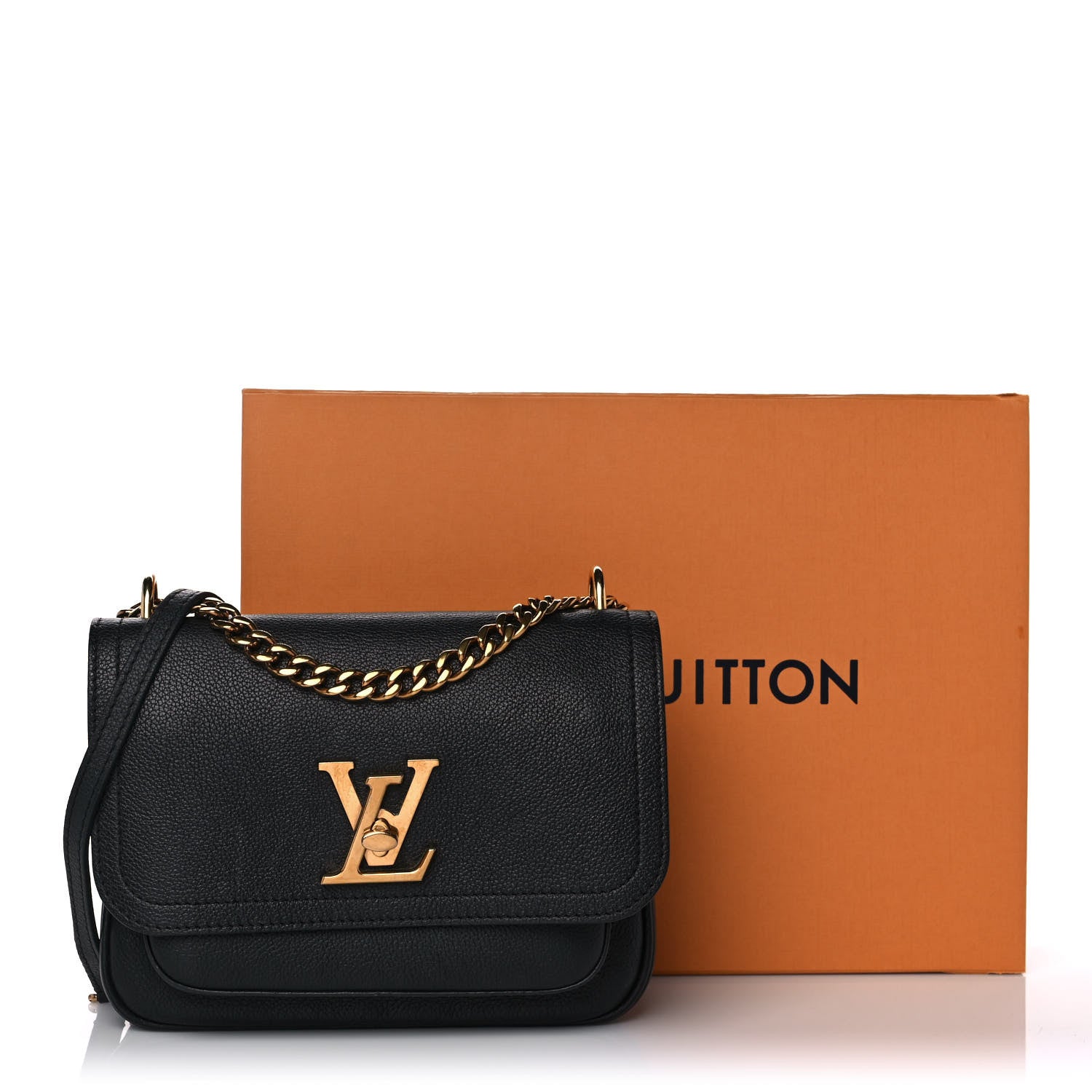 Louis Vuitton Grained Calfskin Lockme Chain Bag Black 14 of 14