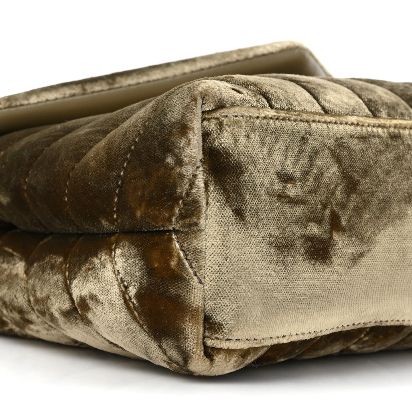 Velvet Y Quilted Monogram Small Loulou Chain Satchel Dark Vintage Olive