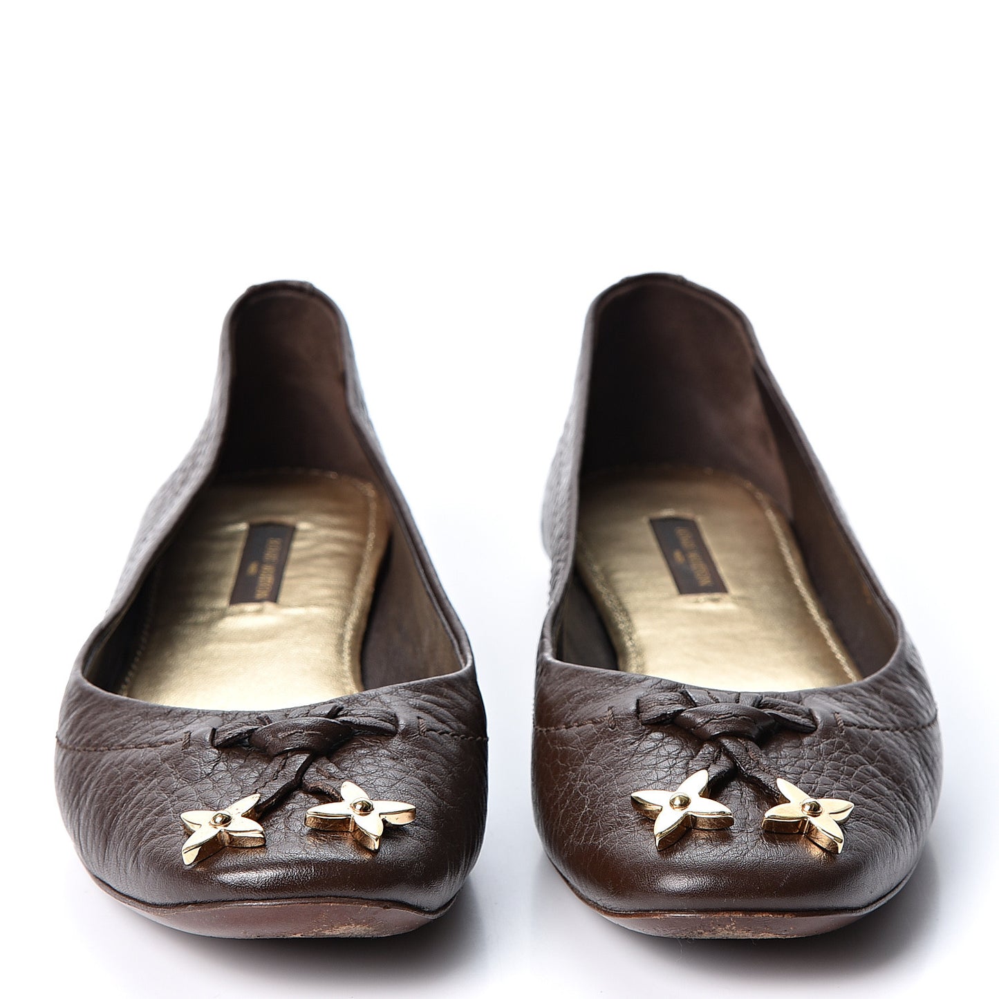 Calfskin Marguerite Ballerina Flats 36 Brown