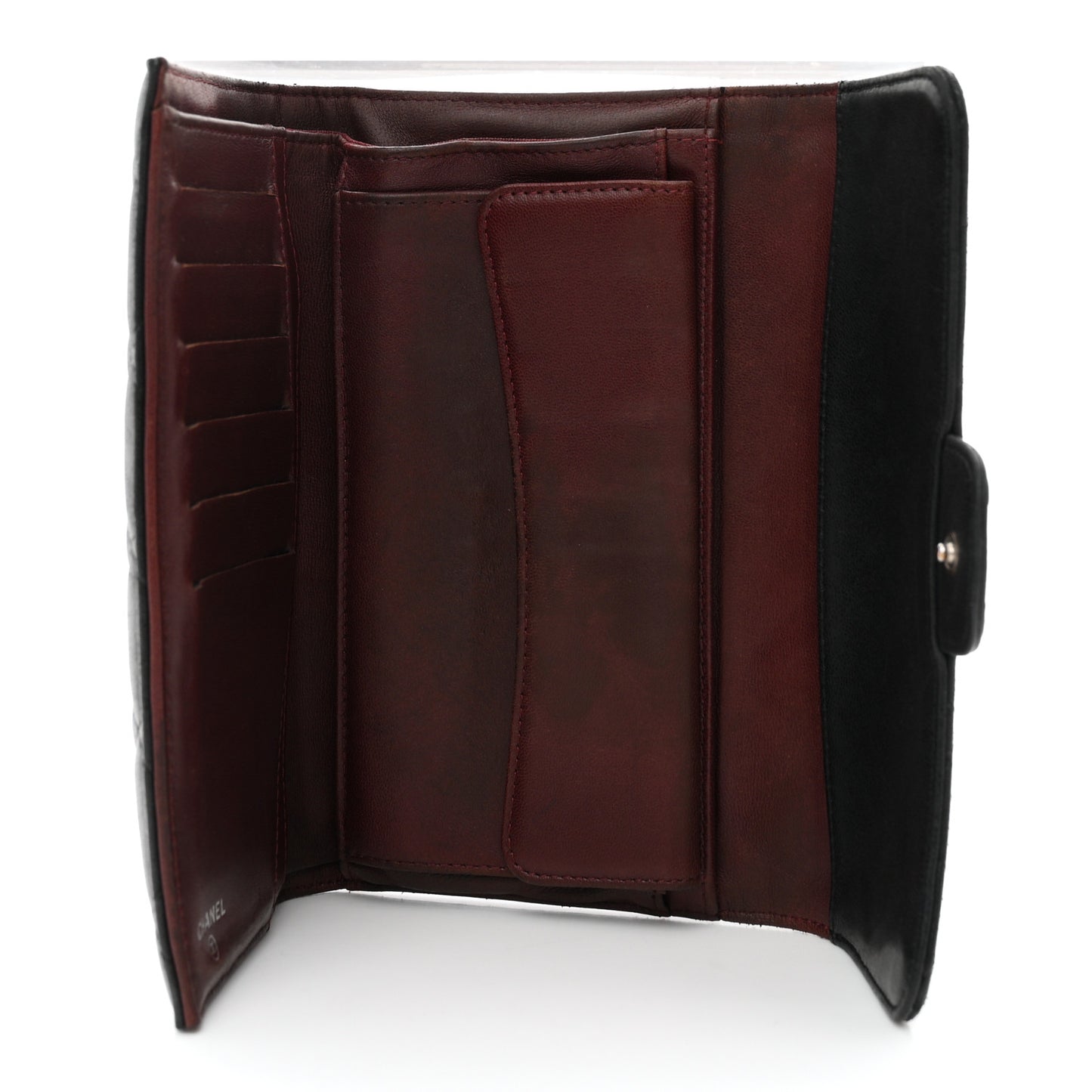 Lambskin Quilted Large Flap Wallet Black