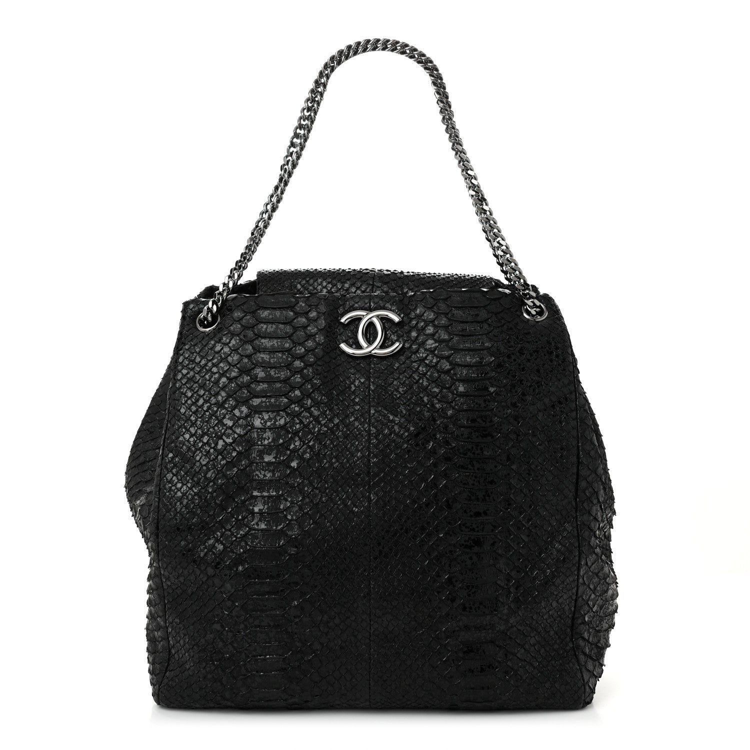 Chanel Snakeskin Accordion Tote Black 1 of 10
