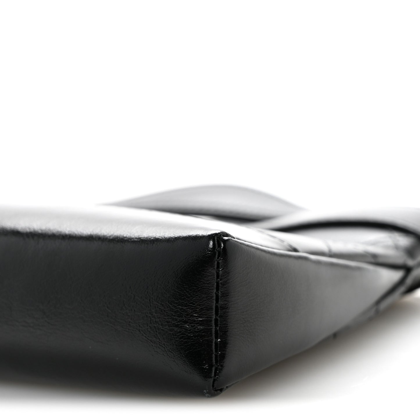 Shiny Crumpled Calfskin Quilted Nano 31 Shopping Bag Black
