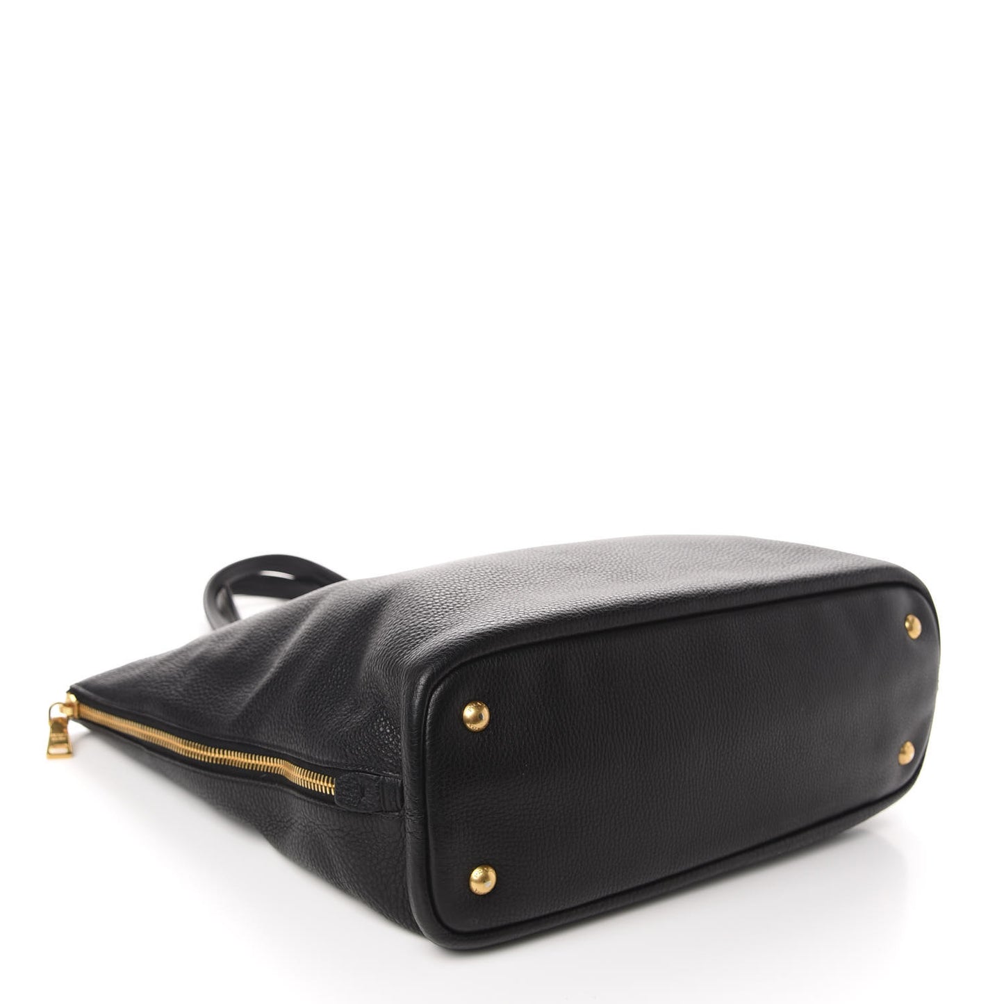 Vitello Daino Side Zip Tote Black