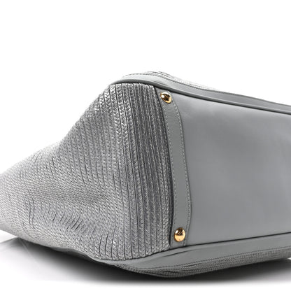 Salvatore Ferragamo Calfskin Raffia Betulla Tote Grey 15 of 17