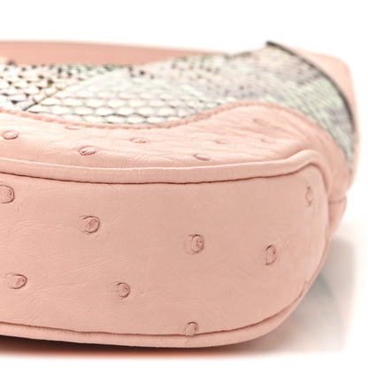Gucci Snakeskin Ostrich Calfskin Small Jackie 1961 Hobo Pink Multicolor 10 of 11