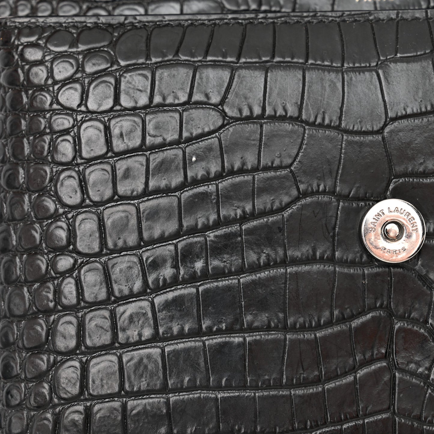 Calfskin Crocodile Embossed Medium Monochrome Monogram Sunset Black