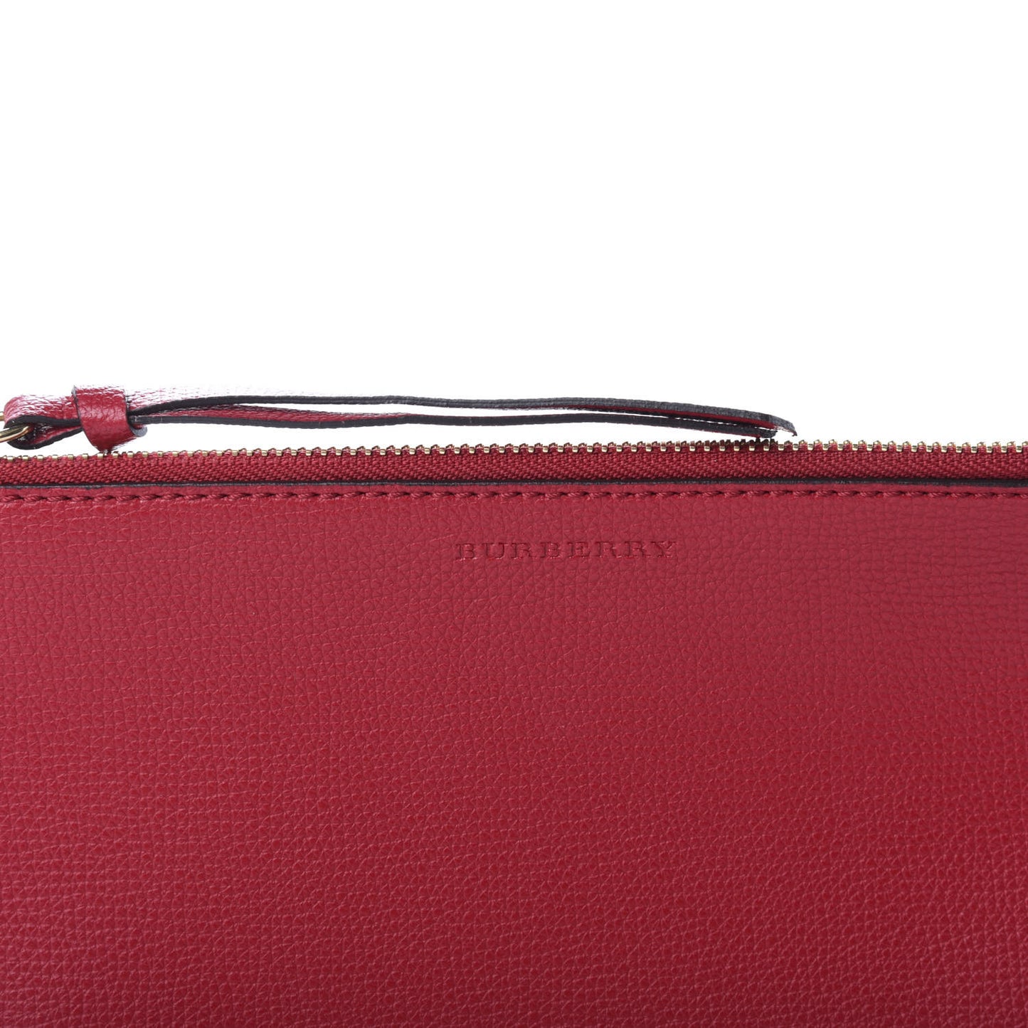 Grainy Calfskin Haymarket Check Zip Pouch Red