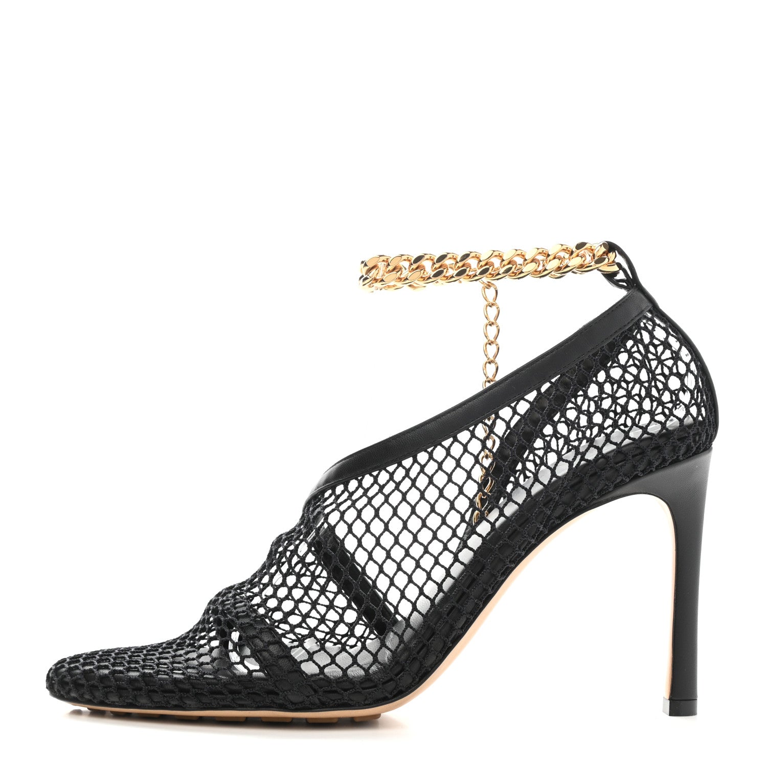 Bottega Veneta Mesh Nappa Chunky Chain Sandals 39 Black 1 of 8
