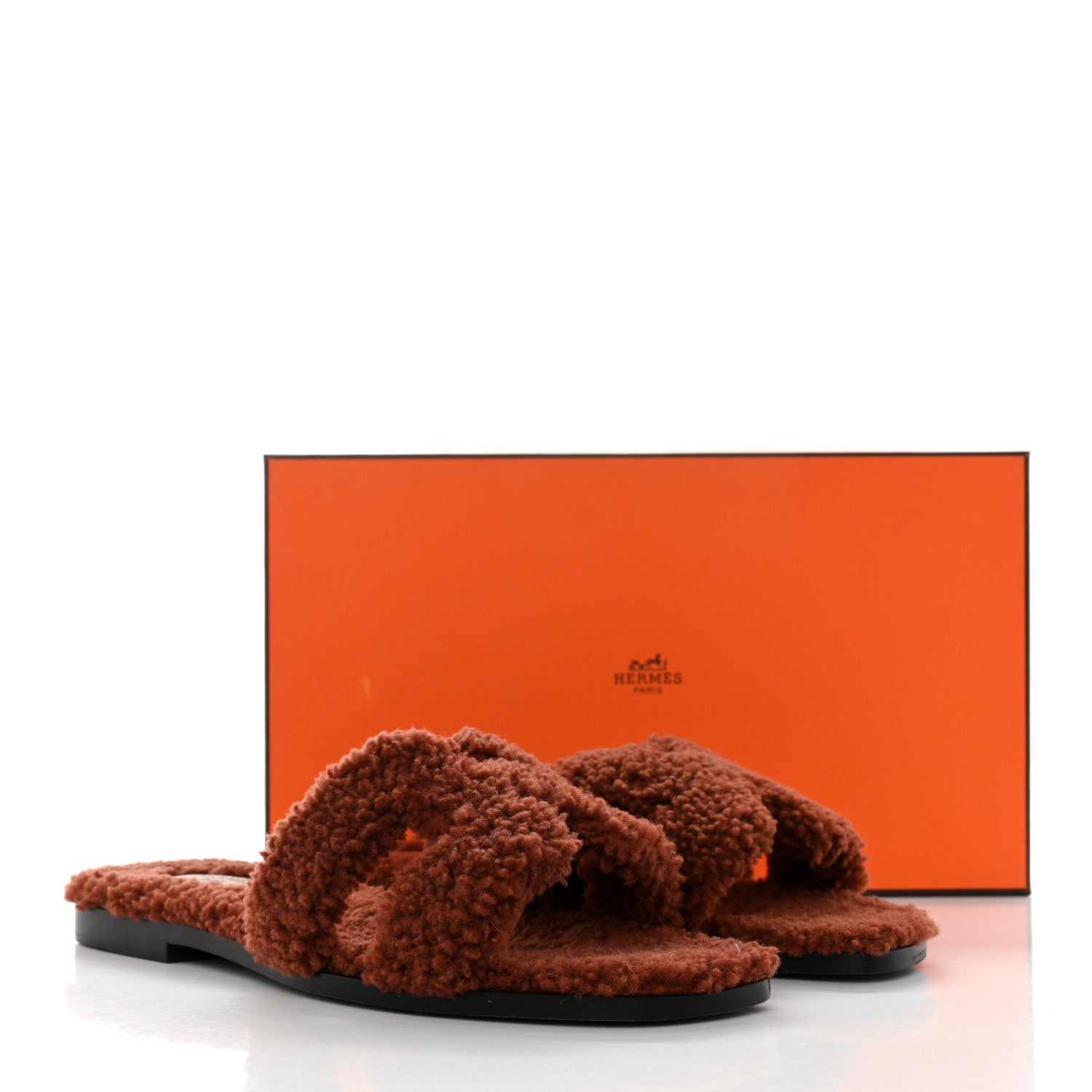 Hermes Woolskin Oran Sandals 38 Cognac 8 of 8