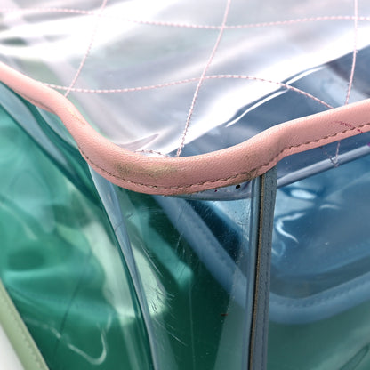 Chanel Lambskin PVC Quilted Large Coco Splash Shopping Bag Blue Green 13 of 17