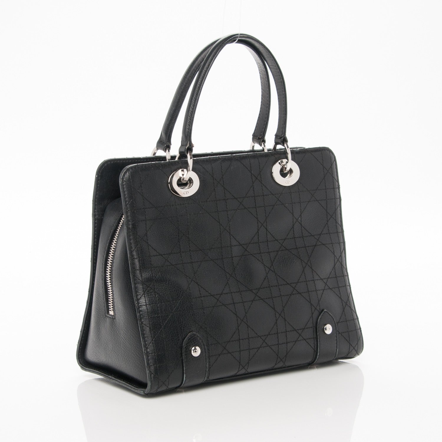 Christian Dior Calfskin Cannage Tote Black 3 of 14