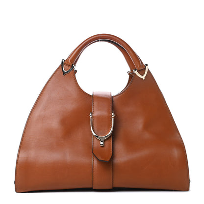 Gucci Calfskin Medium Stirrup Top Handle Bag Brown 1 of 17