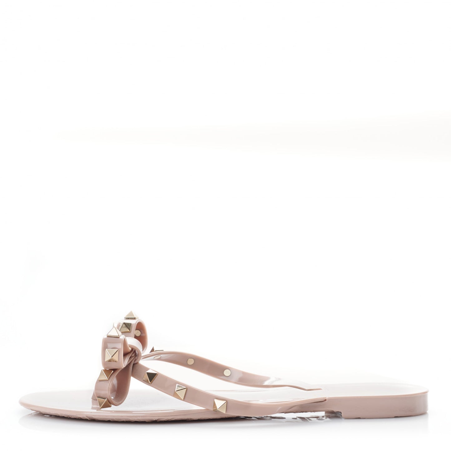 PVC Jelly Rockstud Bow Thong Sandals 39 Poudre