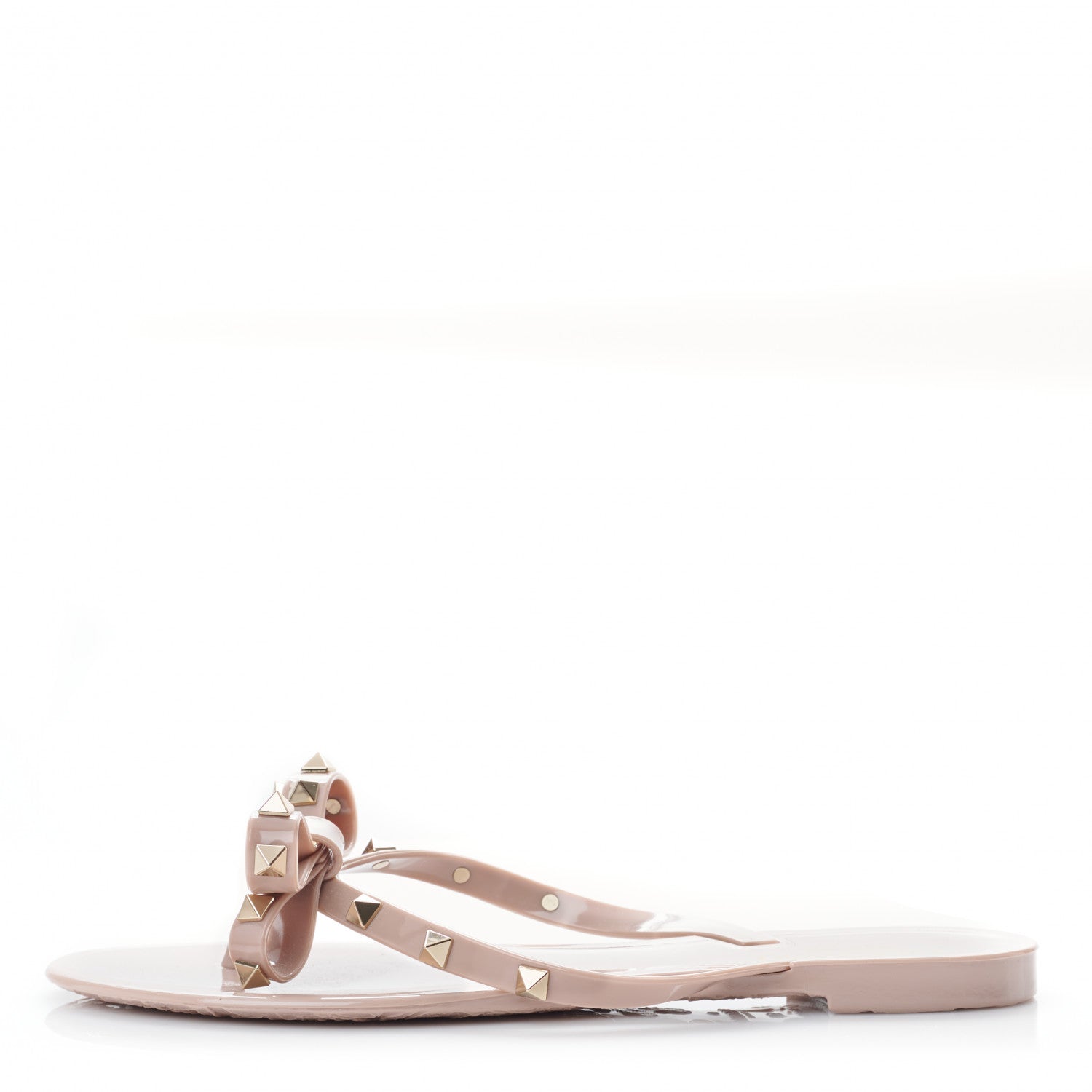 Valentino Garavani PVC Jelly Rockstud Bow Thong Sandals 39 Poudre 1 of 7