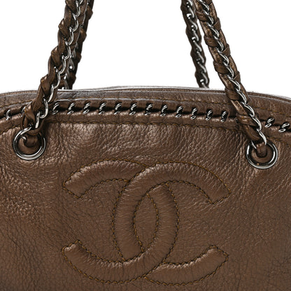 Chanel Metallic Goatskin Medium Luxe Ligne Bowler Bronze 8 of 10