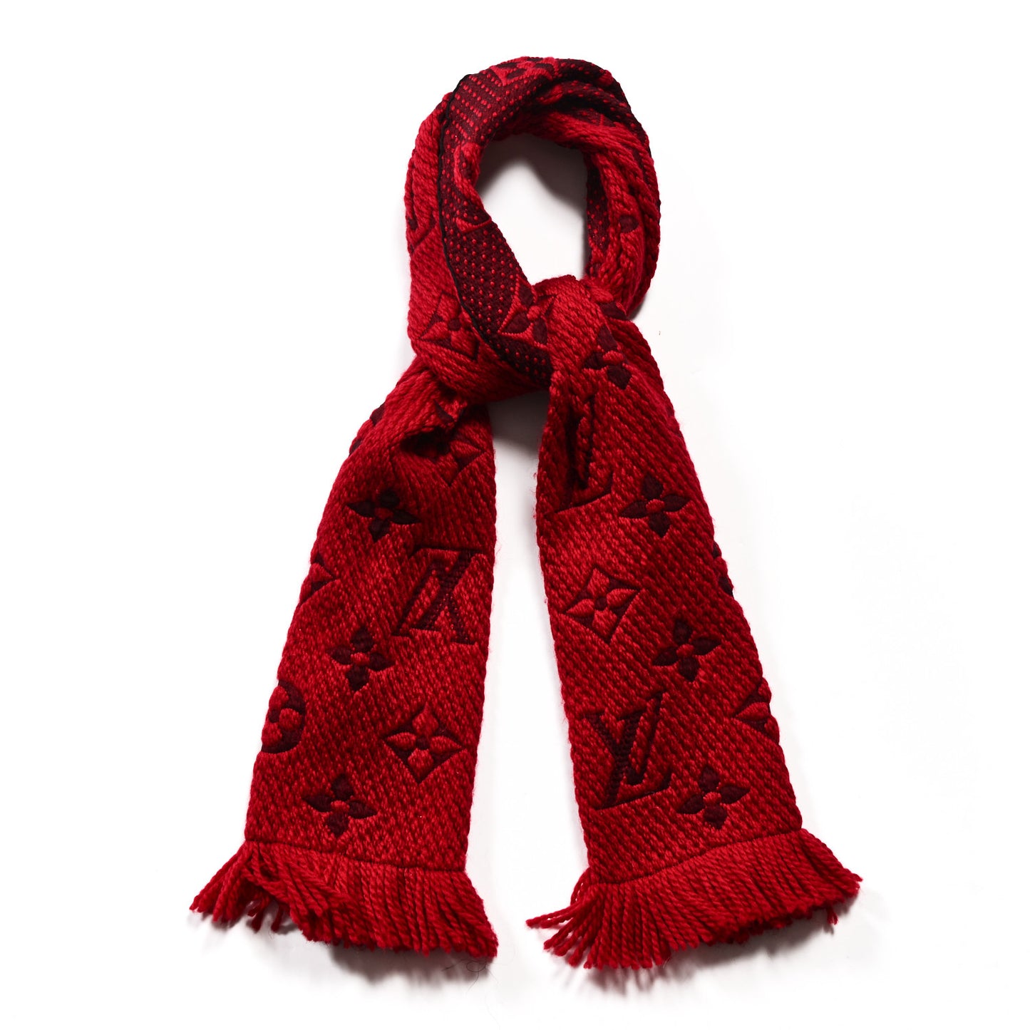 Wool Silk Logomania Scarf Cherry
