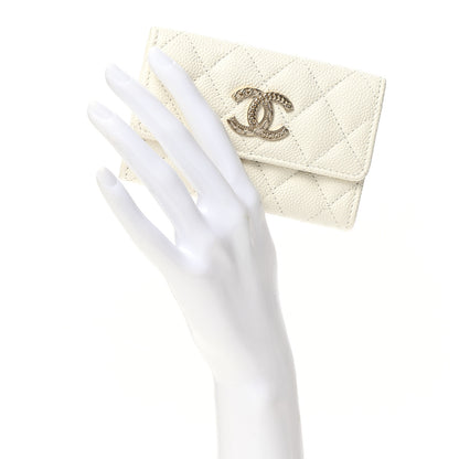 Chanel Caviar Quilted Chain CC Flap Card Holder White 2 of 9