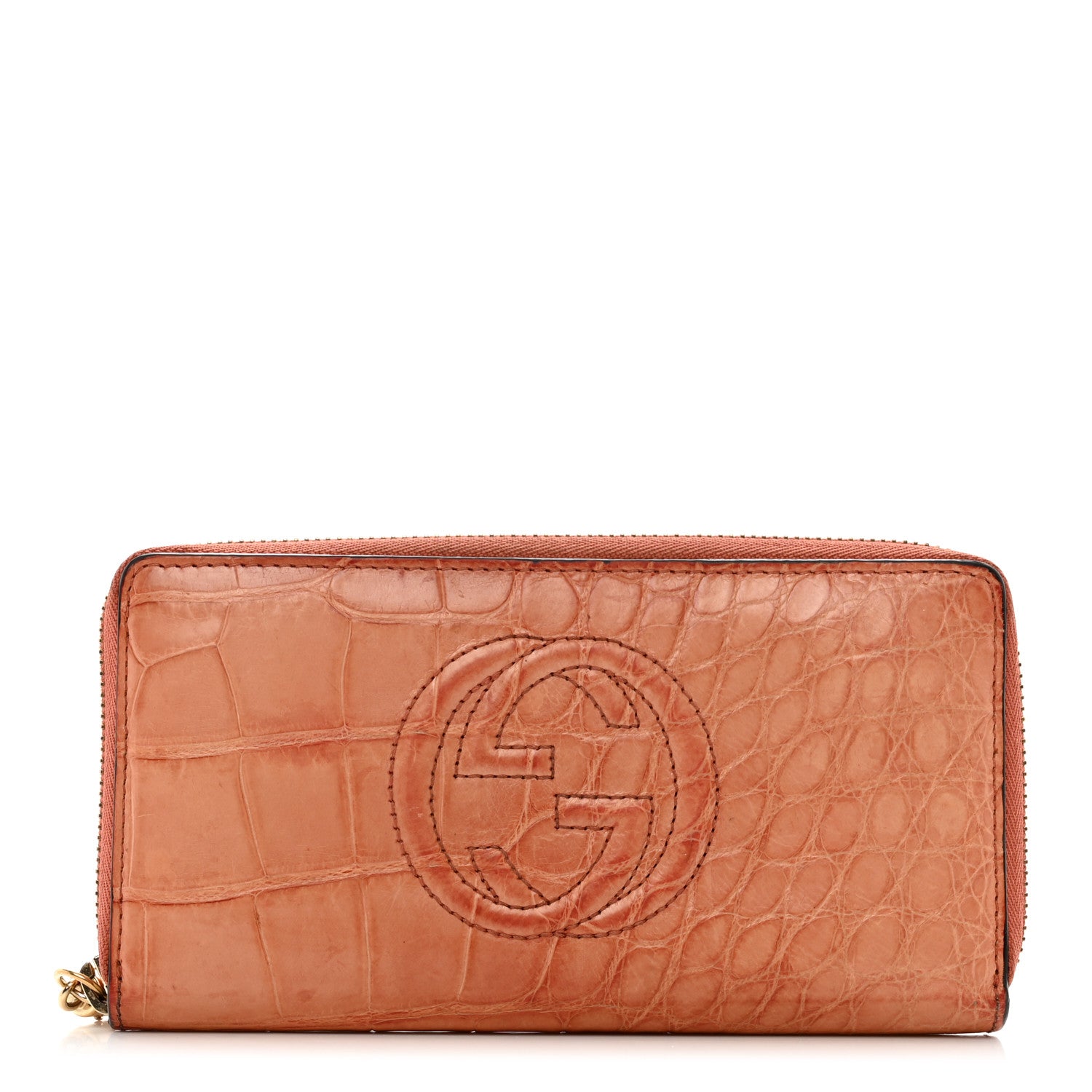 Gucci Crocodile Soho Zip Around Wallet Orange 1 of 8